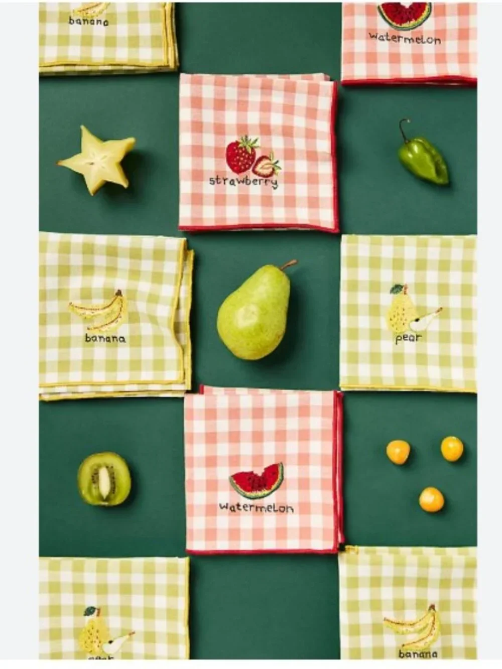Anthropologie Icon Fruit Napkins, Set of 4 - NWT